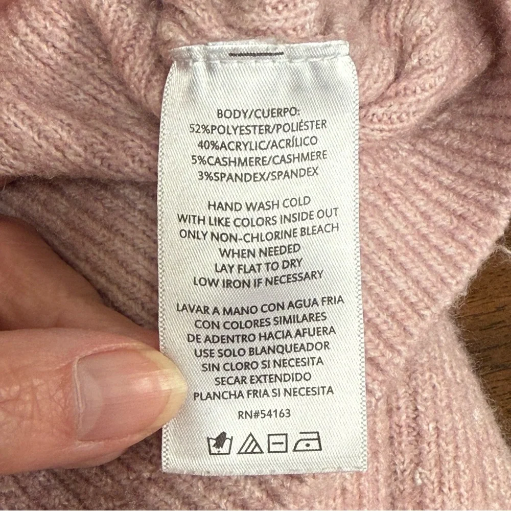 DKNY Blush Pink Ribbed Knit Sweater L Soft Cozy Crewneck Pullover Winter - Picture 6 of 7